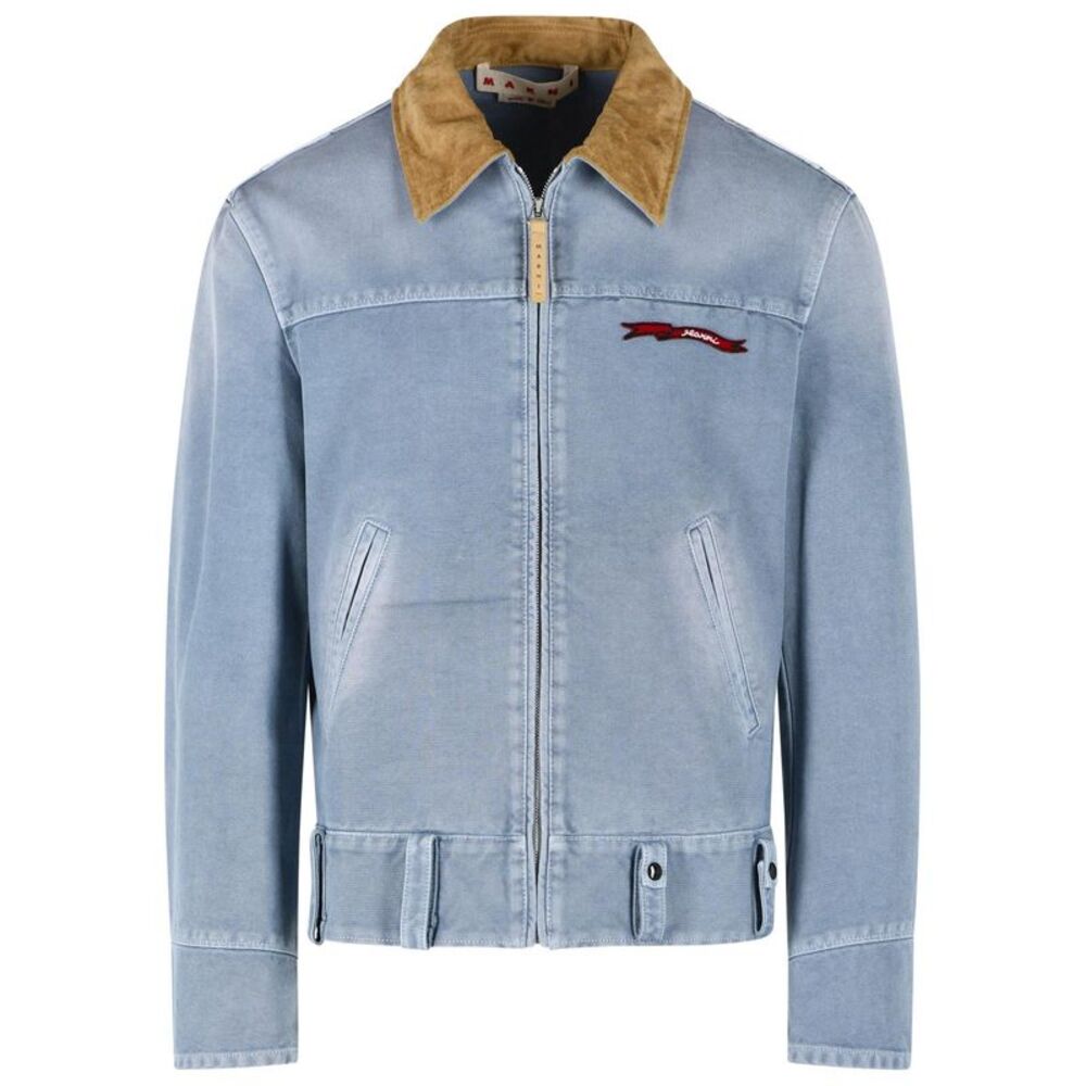 Marni Light Blue Cotton Jacket Men